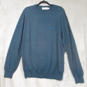 Pringle of Scotland Crew Neck Teal Merino Wool Blend Sweater Men's Size XL